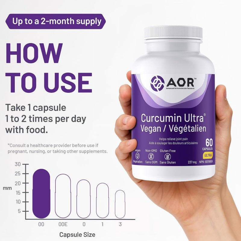 AOR 薑黃素 Ultra 純素食膠囊 60 粒 緩解慢性疼痛和關節炎症狀