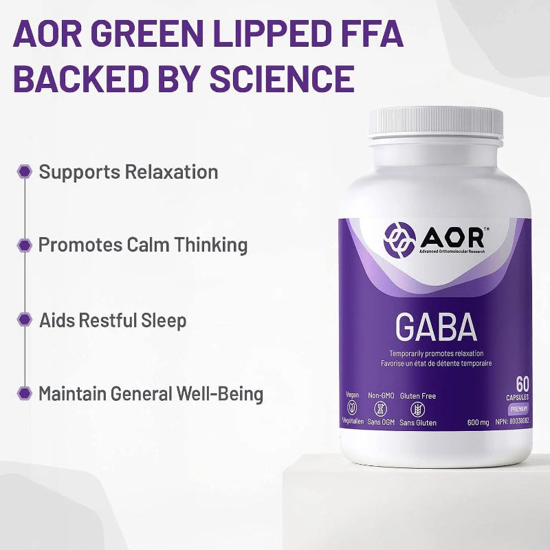 AOR GABA胶囊，600毫克，60粒素食胶囊 缓解紧张情绪，保持思维清晰