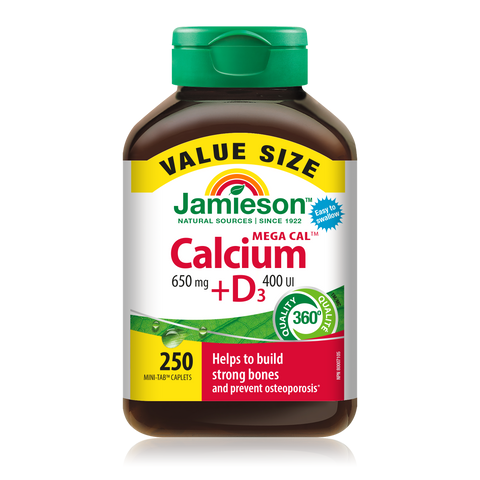 Jamieson Mega Cal | Calcium & Vitamin D3, 250 Caplets