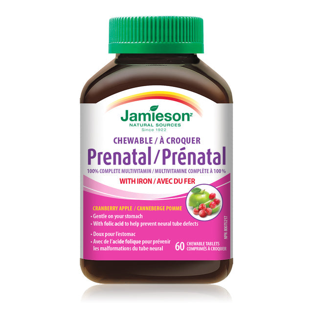 Jamieson Prenatal 100% Complete Multivitamin Chewable - Cranberry Apple 60's 健美生