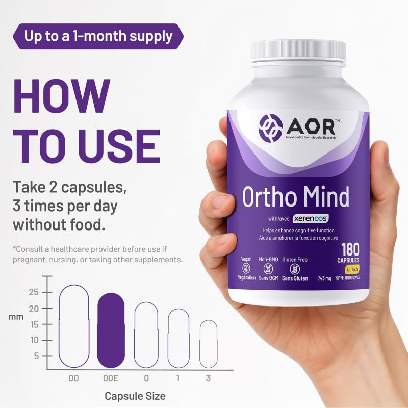 AOR Ortho Mind 認知支持膠囊 180粒素食膠囊 提升專註力和思維清晰度 