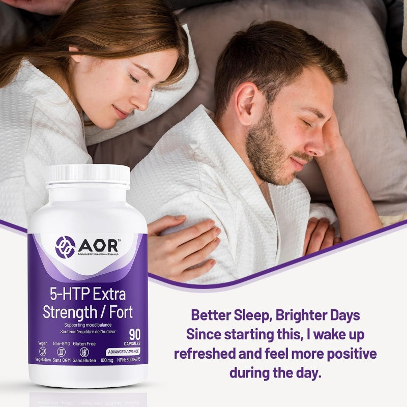 AOR 5-HTP 超强配方 90粒素食胶囊 缓解抑郁和焦虑 改善睡眠