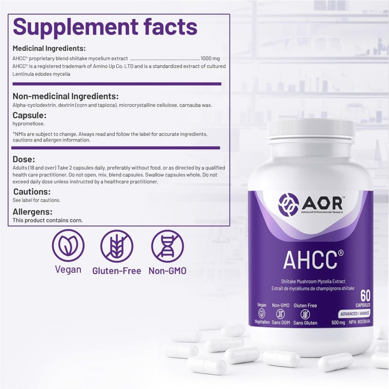 AOR AHCC 60 vegi capsules - Shiitake mushrooms mycelia extract