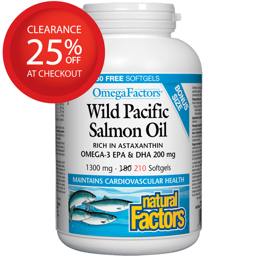 Natural Factors 野生太平洋三文鱼油， 1000毫克，优惠装180+30粒软胶囊