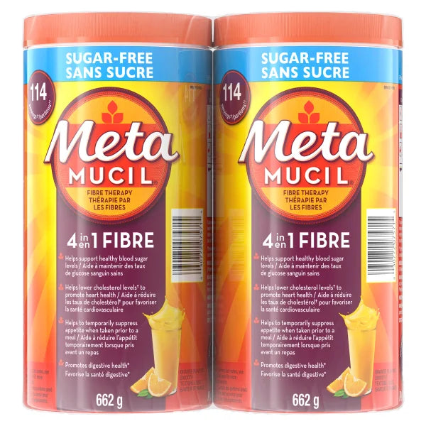 MetaMucil 四合一保健纤维(两件装)，橙子味，662g X 2 