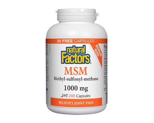 Natural Factors MSM (Methyl-Sulfonyl-Methane), 1000 mg, 240 caps