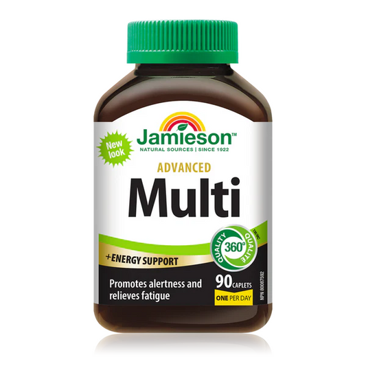 Jamieson Advanced Multi supplement bottle on a white background available online natvd.com Natural Vitamin Direct Inc Canada