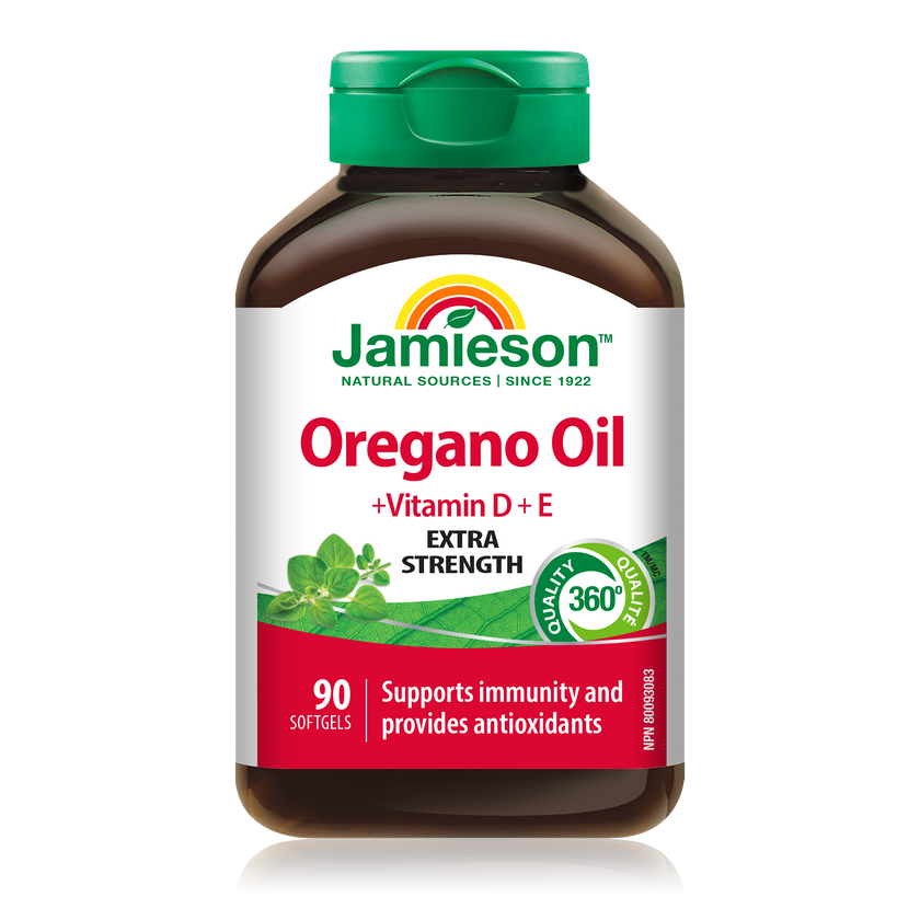 Jamieson 強效牛至油，含維生素D+E，90粒軟膠囊