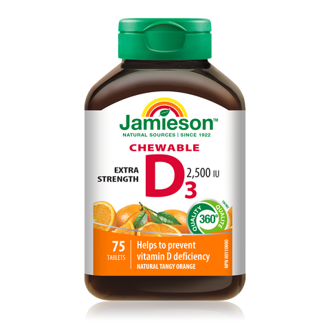 Jamieson Vitamin D3 2,500 IU | 75 Chewables