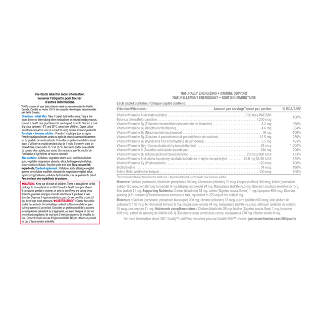 Jamieson 100% Complete Multi for Men caplets ingredients