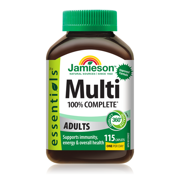 Jamieson Essentials 100% Complete Multivitamin for Adults, 115 caplets