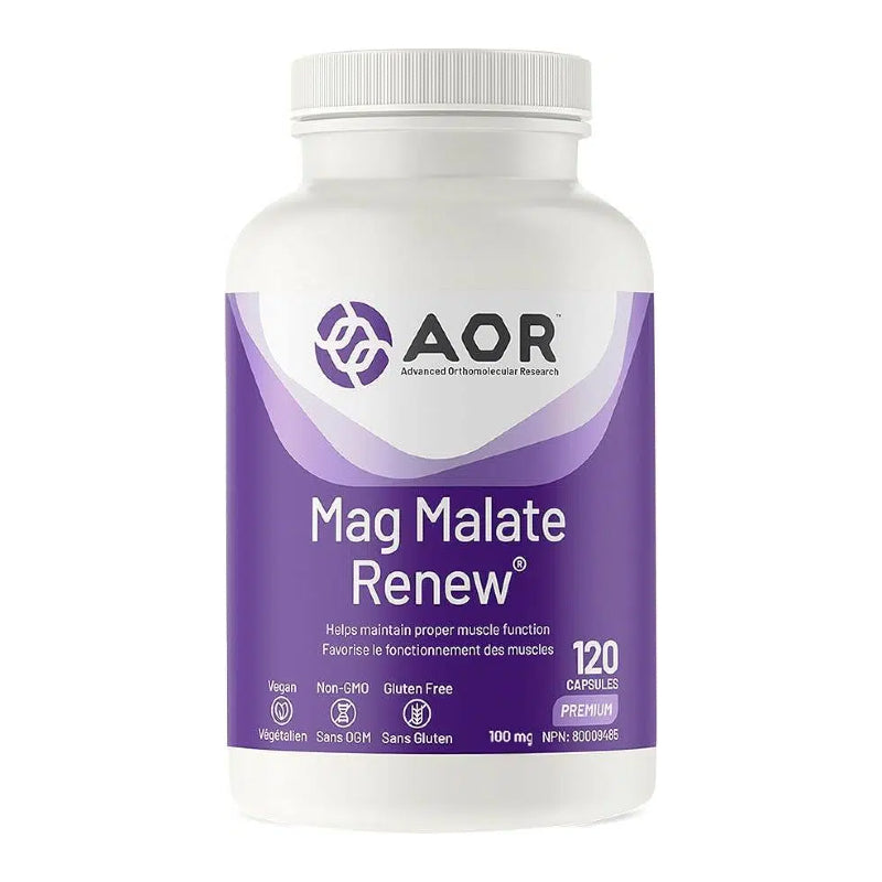 AOR Mag Malate Renew Magnesium Malate 120 Vegetarian Capsules