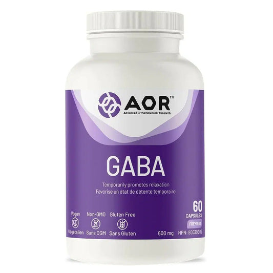 AOR GABA胶囊，600毫克，60粒素食胶囊 缓解紧张情绪，保持思维清晰