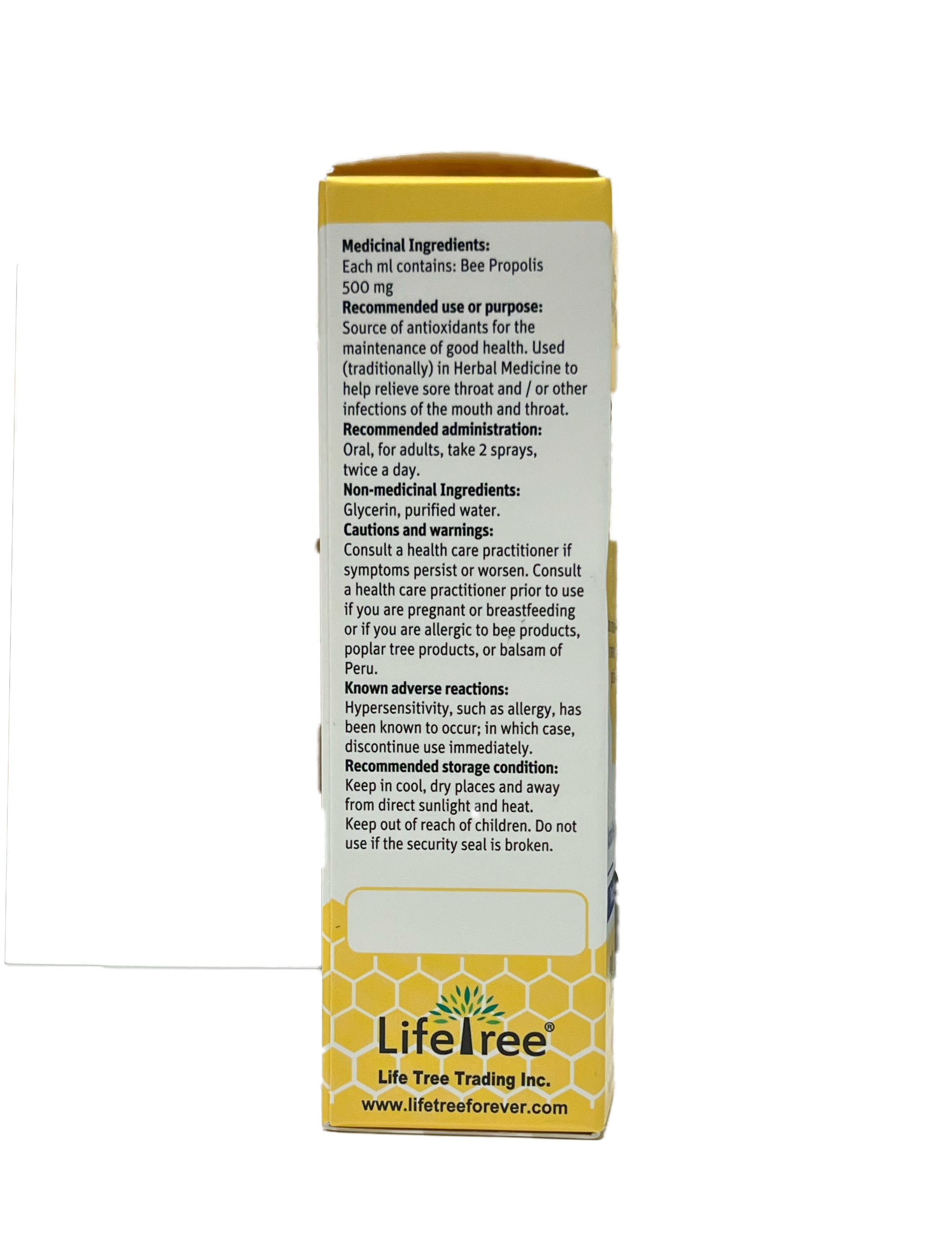Bee Happy Propolis Throat Spray 30 ml box ingredients and directions