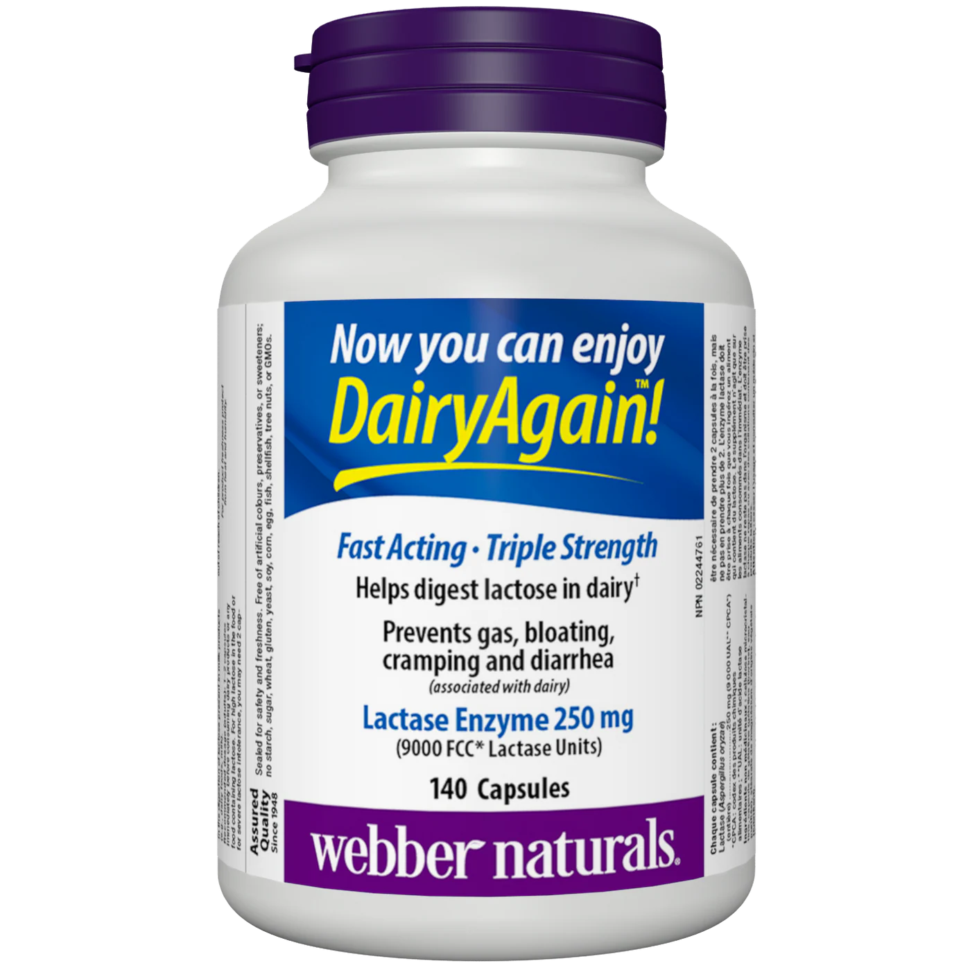 Webber Naturals Dairy Again supplement bottle on a white background