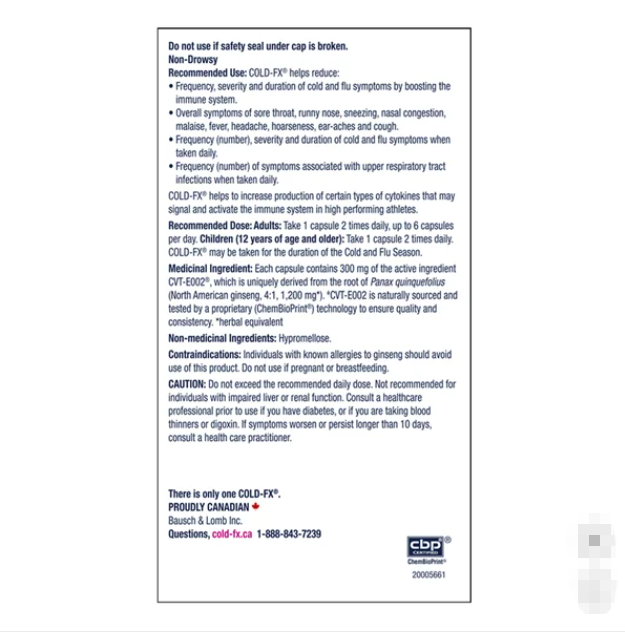 Cold-Fx Extra Strength 300mg  168 capsules