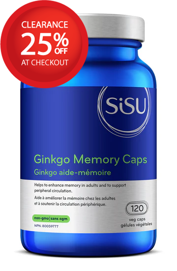 【clearance】Sisu Ginkgo Memory Caps, 60mg, 120 vegetarian capsules EXP:05/26