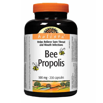 Bottle of holista Bee Propolis capsules on a white background natvd.com