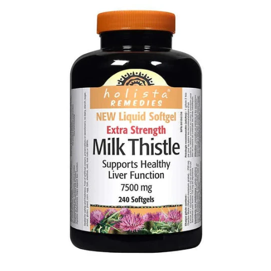 Bottle of holista remedies Milk Thistle supplement on a white background natural vitamin direct inc