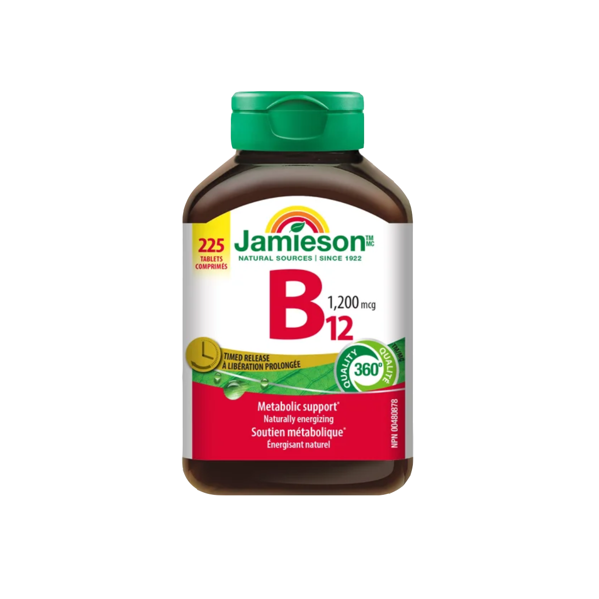 Jamieson B12 supplement bottle on a white background