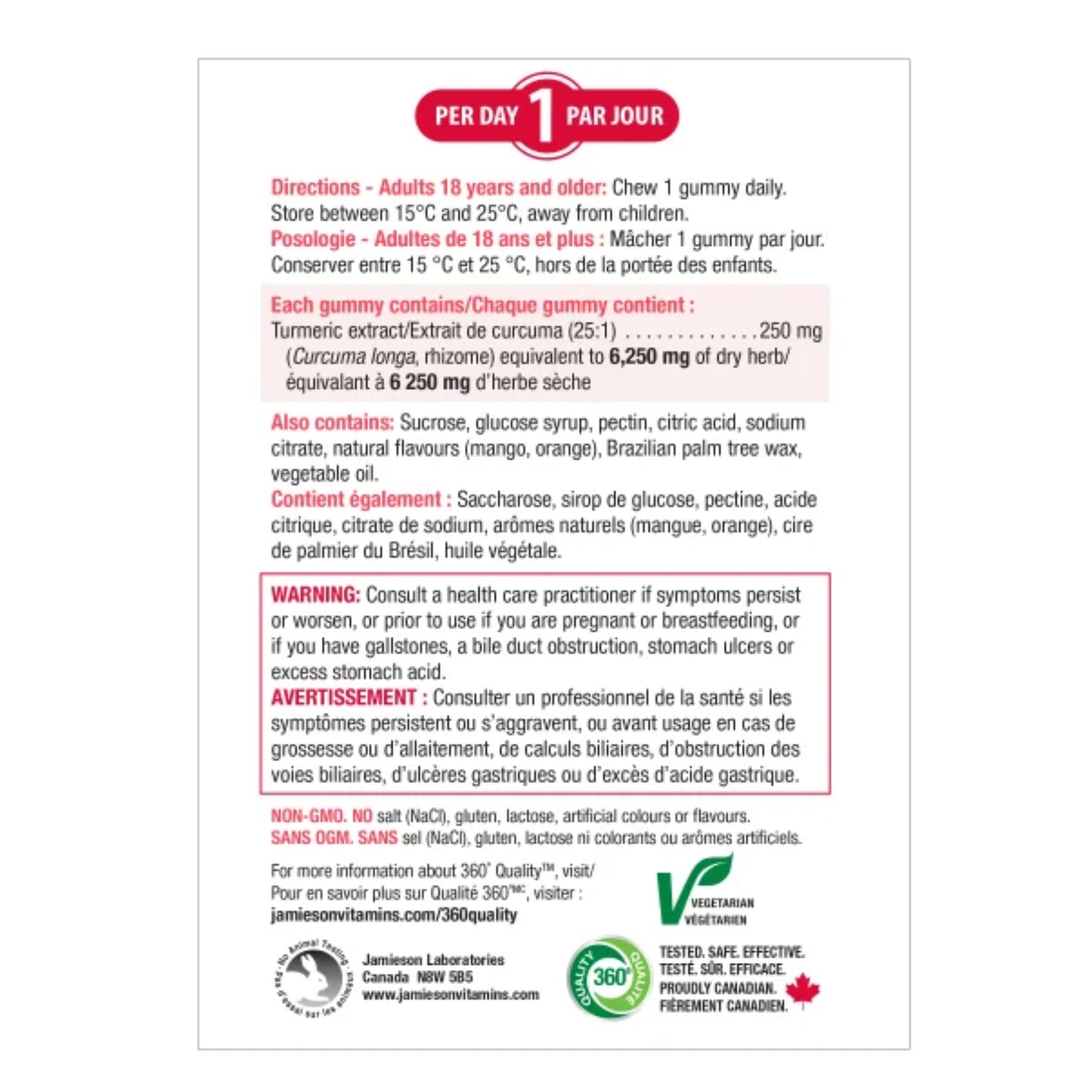 Jamieson High Potency Turmeric 6,250 mg, 130 Gummies