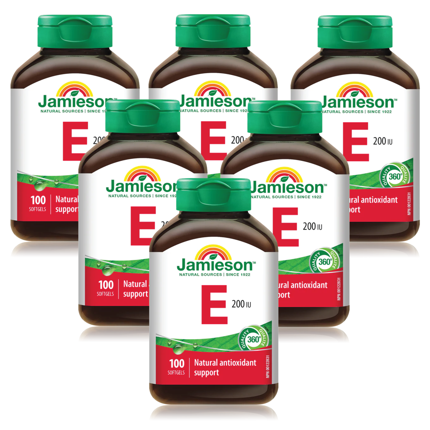 6 x Jamieson Vitamin E 200IU, 100 softgels Bundle