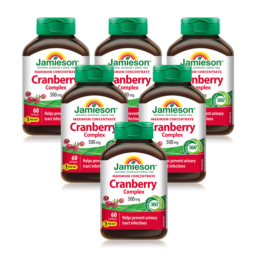 6 x Jamieson Cranberry Concentrate 500mg, 60 caps Bundle
