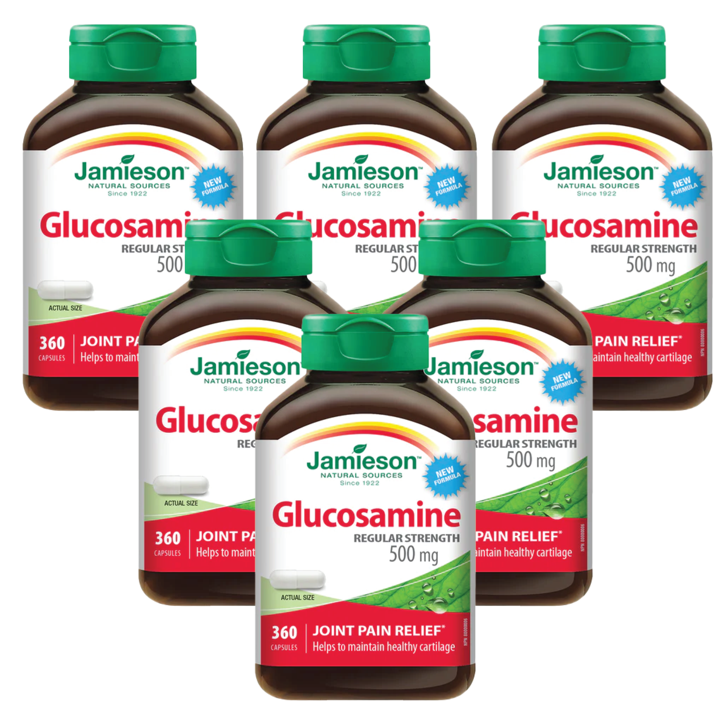 【优惠组合】6瓶 x Jamieson 健美生维骨力葡萄糖胺氨糖, 关节疼痛, 500毫克,  360粒