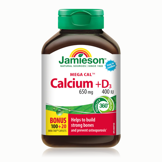 Jamieson Calcium + D3 supplement bottle on a white background