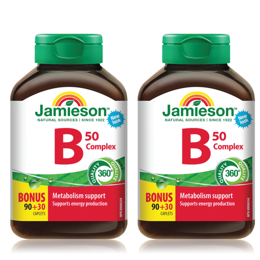 【优惠组合】2 x Jamieson 缓解压力 维生素B 50，加量装，90+30粒