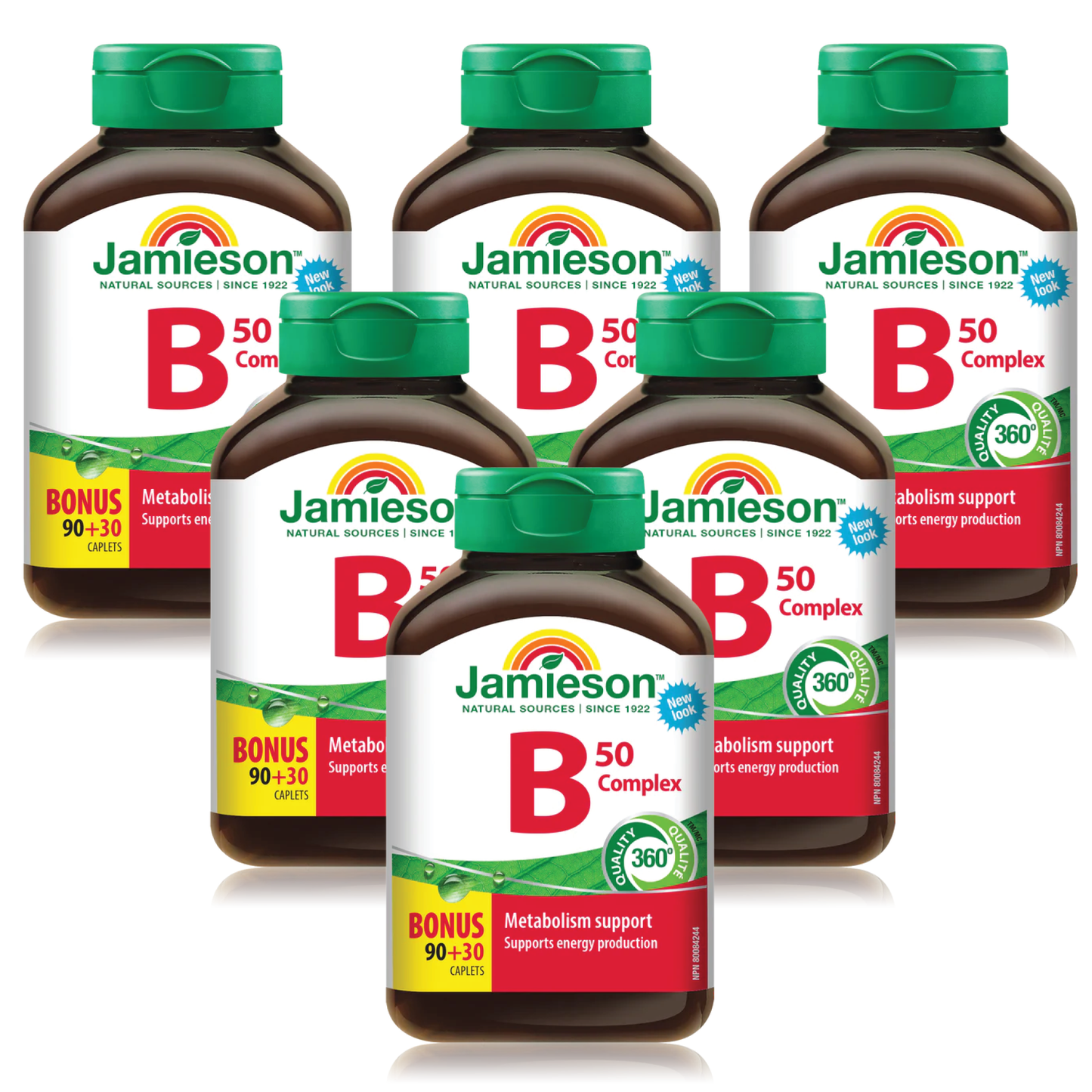 【优惠组合】6 x Jamieson 缓解压力 维生素B 50，加量装，90+30粒
