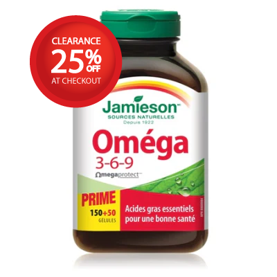 【clearance】Jamieson Omega 3-6-9, 150+50 softgels EXP MAY 2026