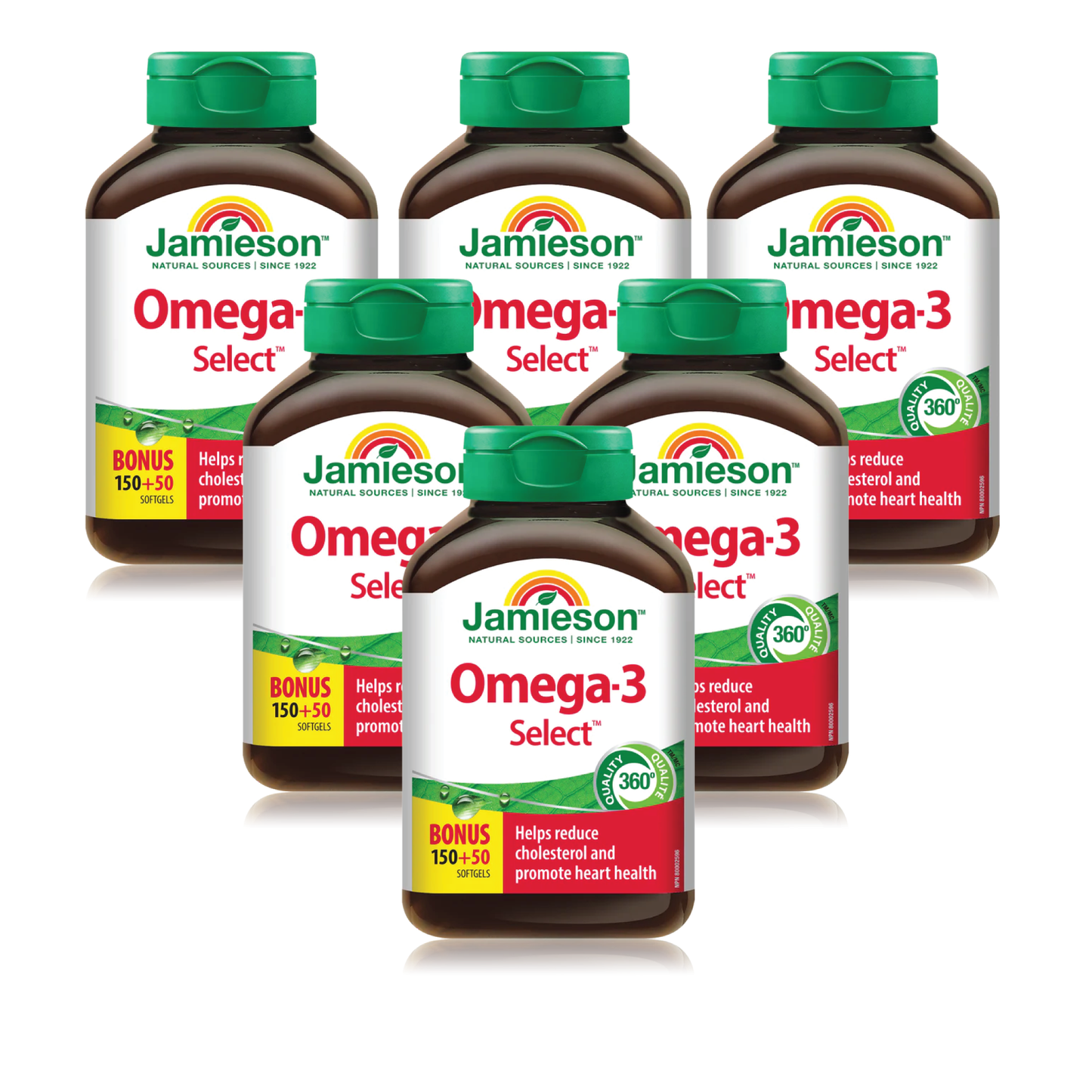 6 x Jamieson Omega-3 Select 1,000 mg 200 Softgels Bonus Bundle