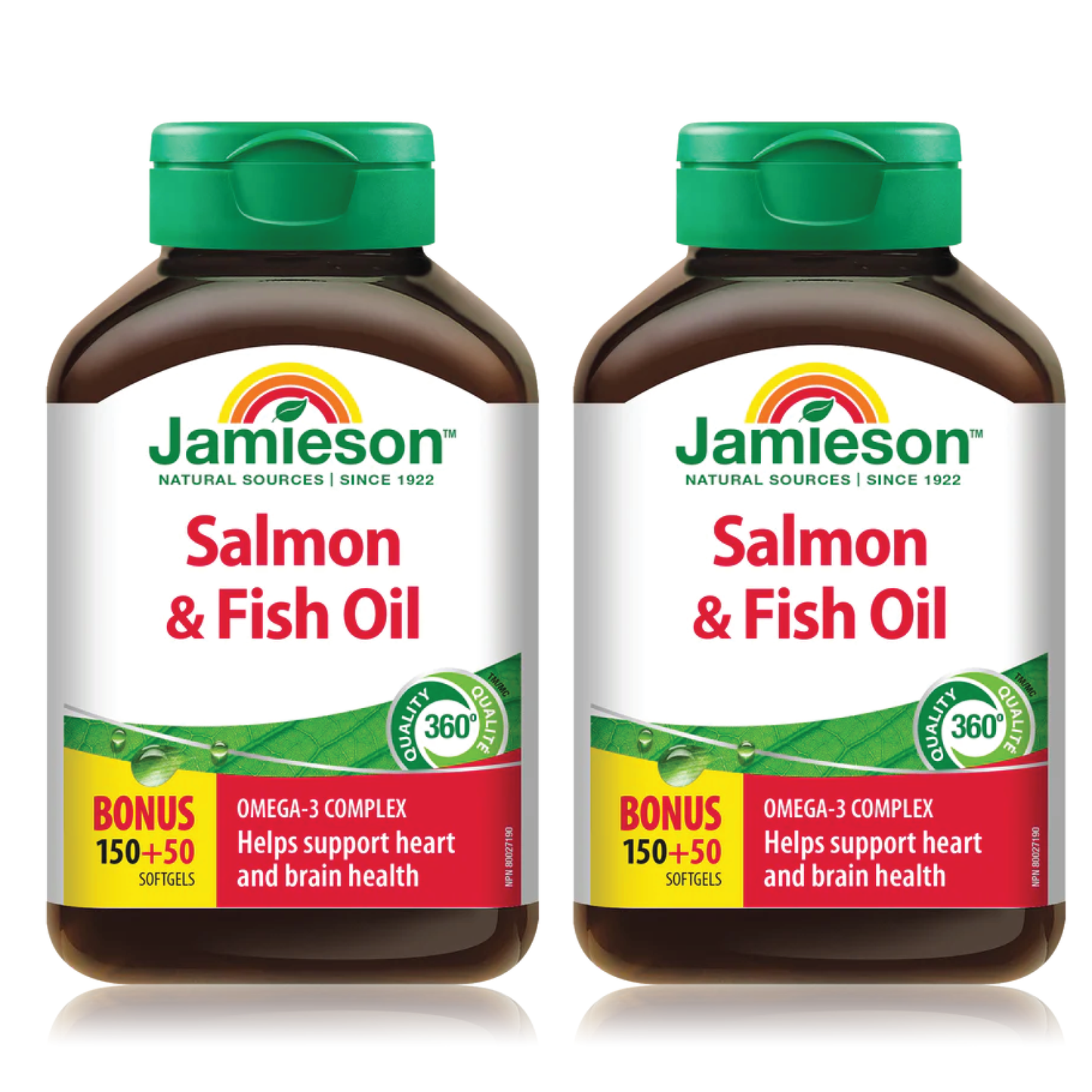 2 x Jamieson Salmon and Fish Oils Omega-3 Complex, 150+50 BONUS softgels Bundle