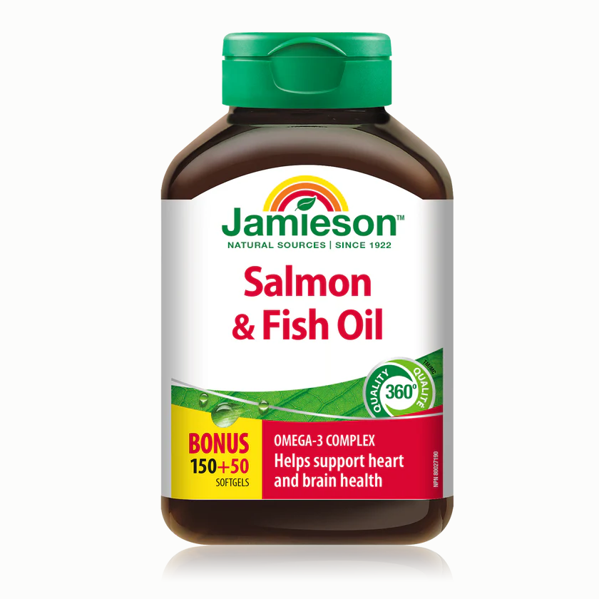 【优惠组合】2 x Jamieson 健美生 Omega-3三文鱼鱼油, 1000毫克, 200软胶囊 加量装