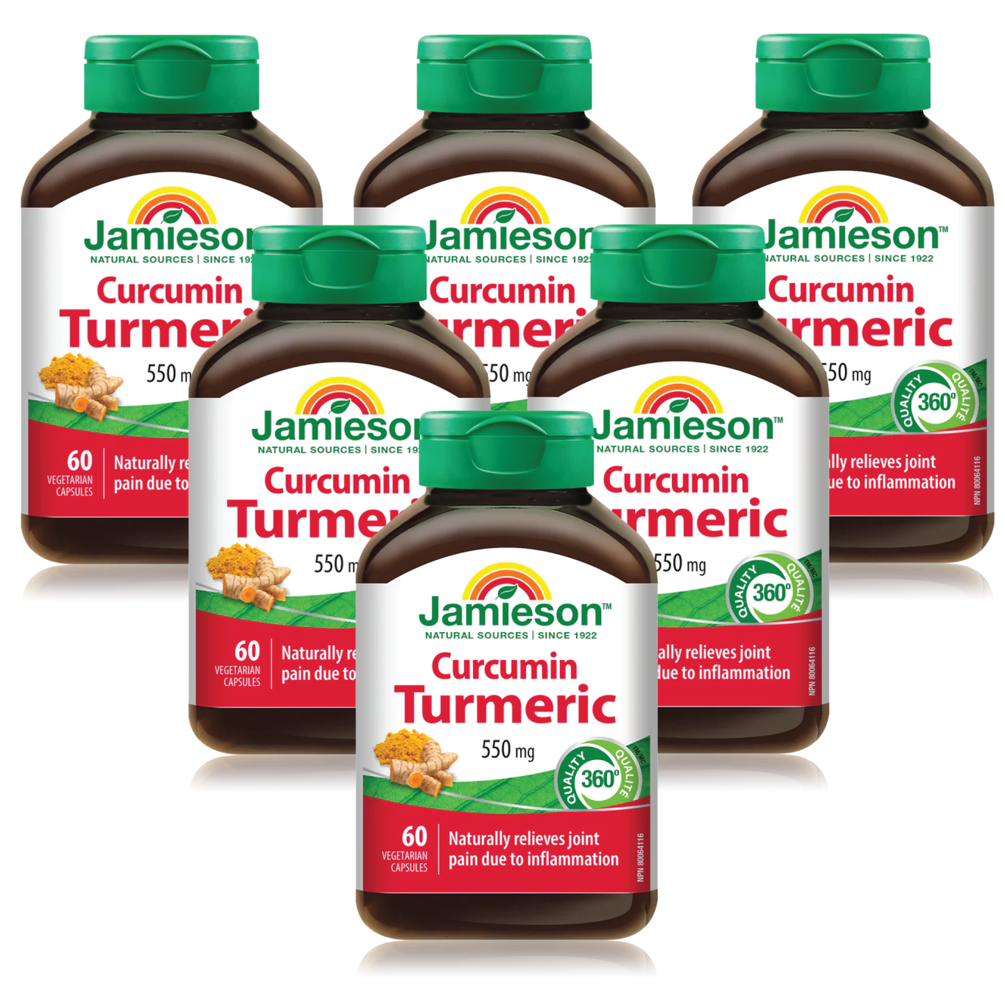 6 x Jamieson Curcumin Turmeric 550mg, 60caps Bundle