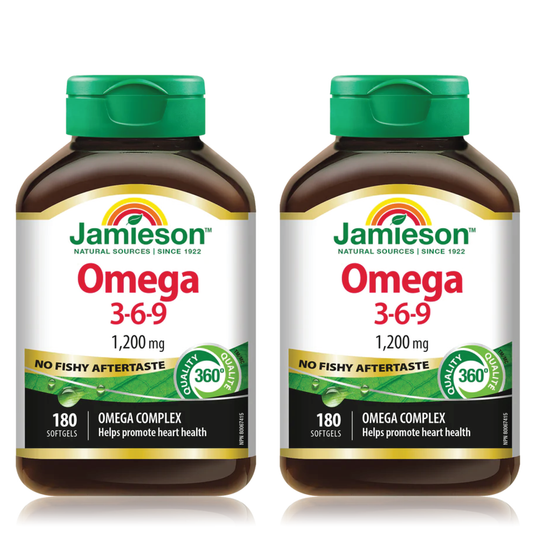 【優惠組合】2瓶 x Jamieson Omega 3-6-9魚油 1200毫克，180軟膠囊