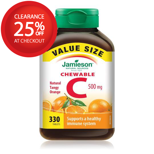 【clearance】Jamieson Vitamin C, 500 mg, Tangy Orange  330 chewable tablets Exp: 05/2027