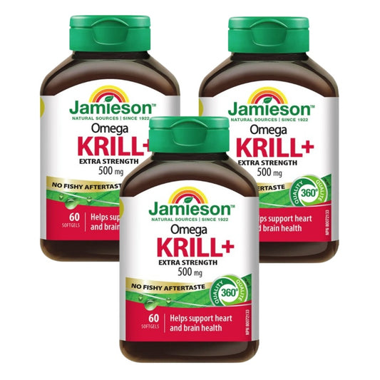 【優惠組合】3 x Jamieson 歐米茄+磷蝦油 500毫克，軟膠囊60粒 促進心臟健康