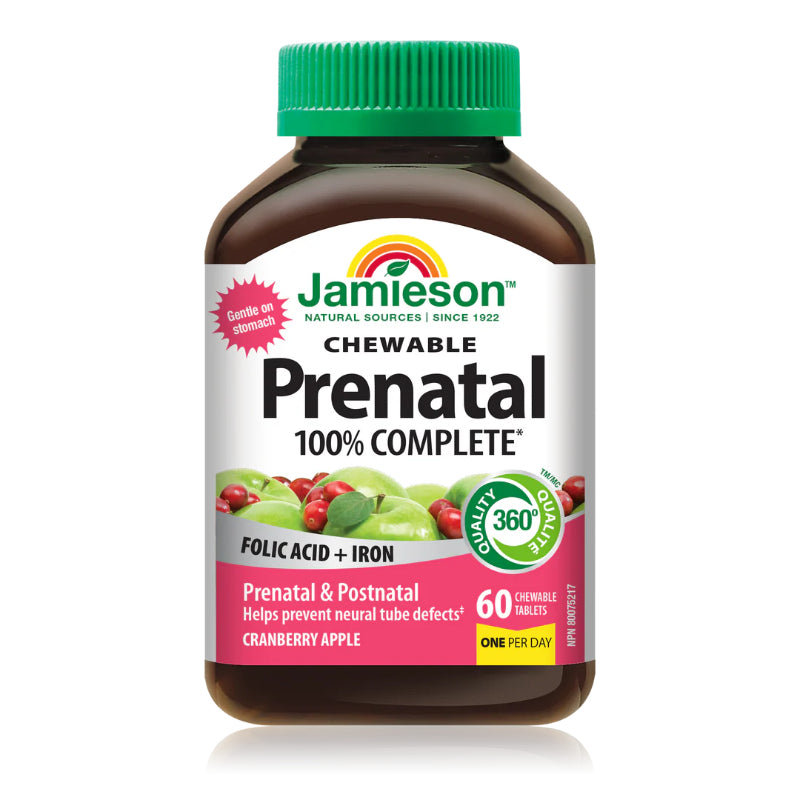 Jamieson Prenatal 100% Complete Multivitamin Chewable - Cranberry Apple 60's