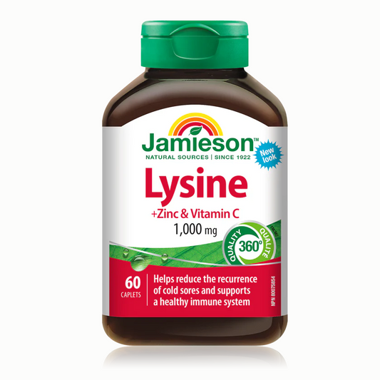 Jamieson 賴氨酸、鋅和維生素 C 60 粒膠囊