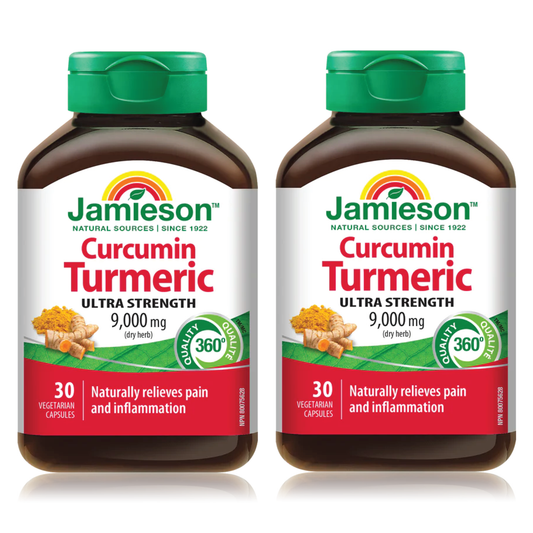 2 x Jamieson Curcumin Turmeric 9,000 mg 30 veg. capsules Bundle