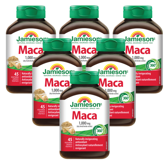 6 x Jamieson Maca 1000 mg 45 veg capsules Bundle