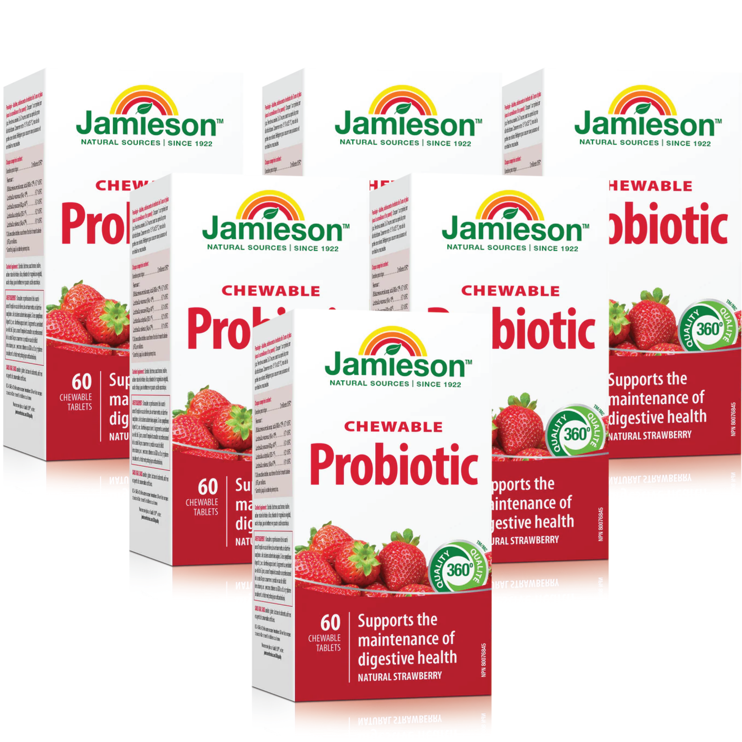 【優惠組合】6 x Jamieson 咀嚼益生菌，草莓味，60片