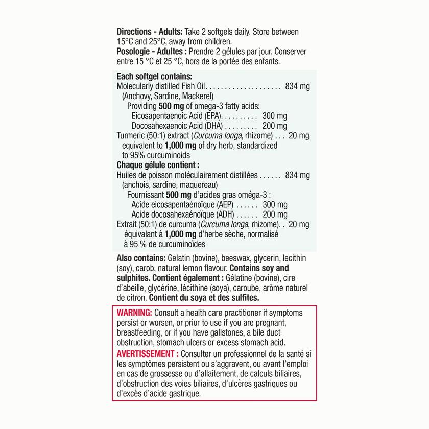 Jamieson 鱼油 Omega 3 + 姜黄，75 粒软胶囊