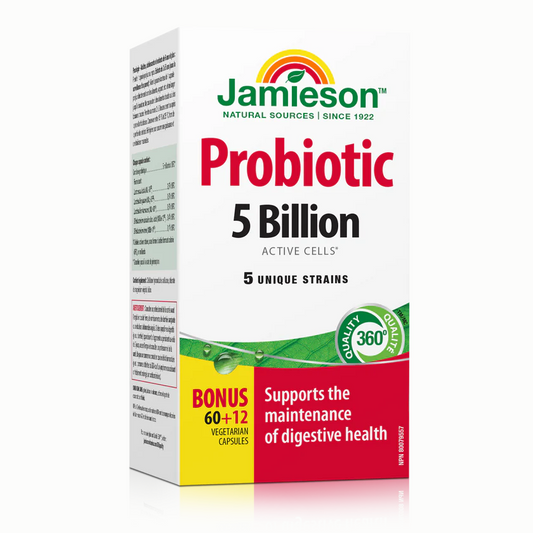 Jamieson 50 億活性益生菌 ，60 + 12 粒素食膠囊