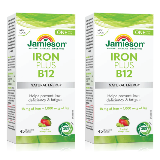 【優惠組合】2 x Jamieson 鐵+維生素B12，咀嚼片45粒