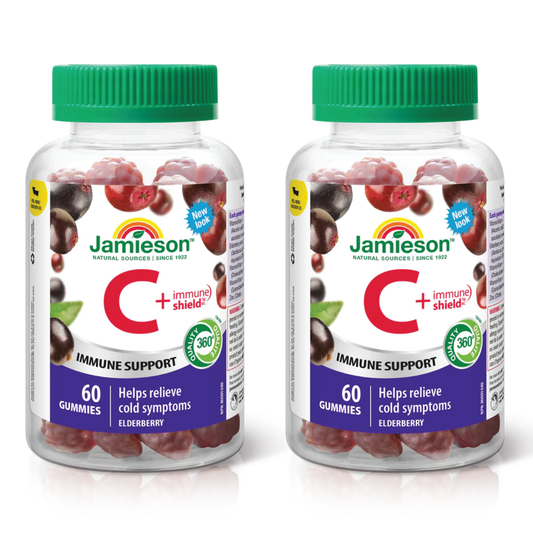 【優惠組合】2瓶 x Jamieson 維生素 C +免疫盾接骨木萃取（緩解感冒症狀），60 粒軟糖
