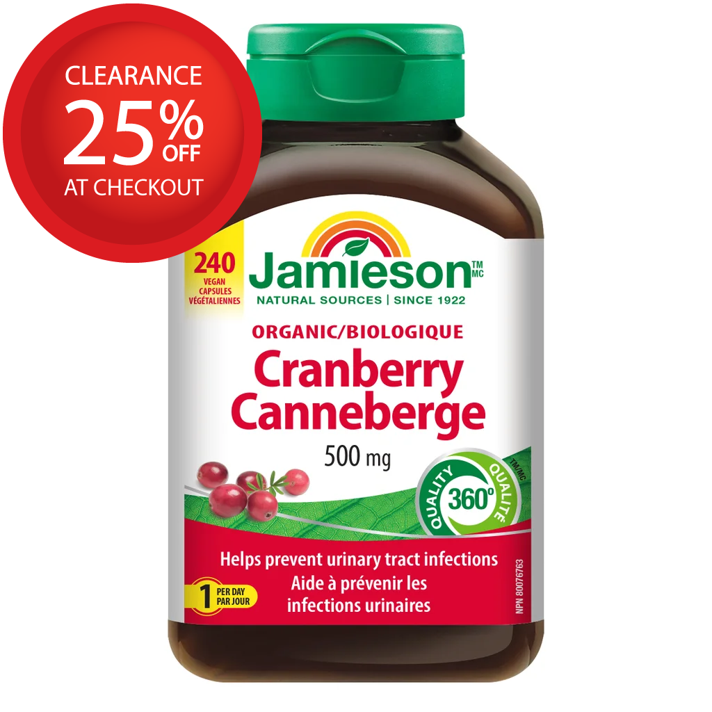 【clearance】Jamieson Cranberry 500 mg 240 Vcapsules Expiry Date: FEB 2027