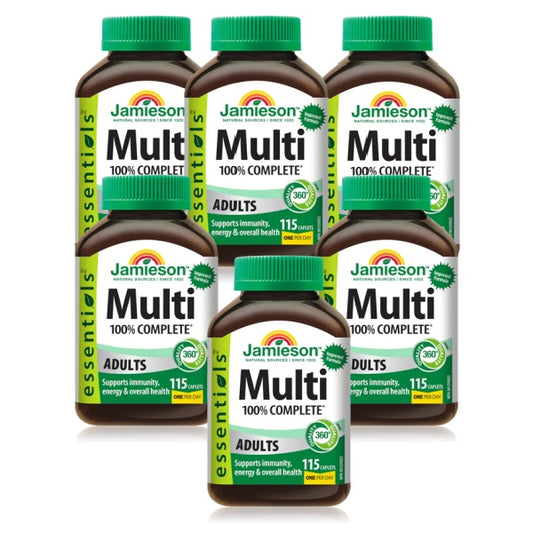 【優惠組合】6瓶 x Jamieson 100％全效成人多種維生素，115粒